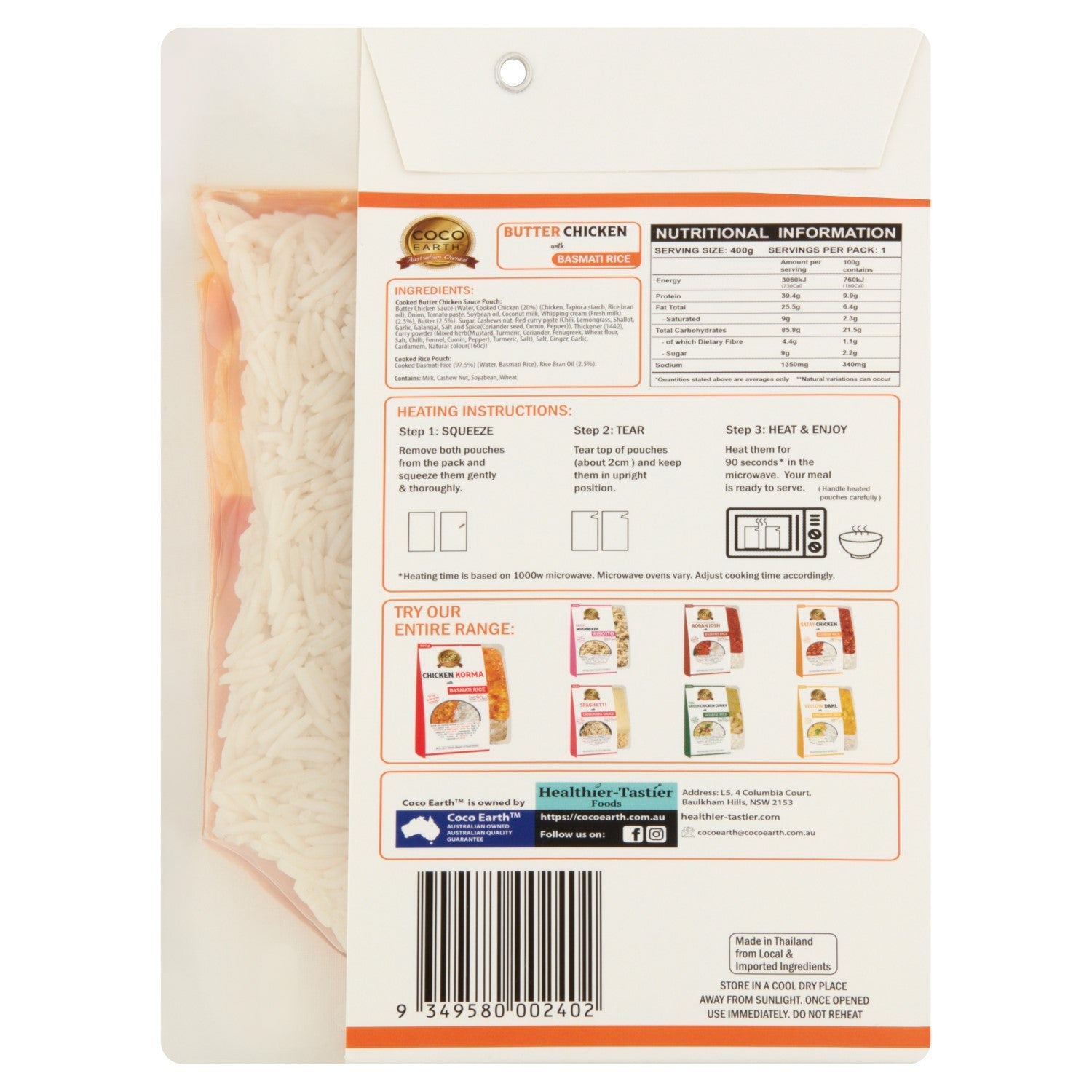 Butter Chicken with Basmati Rice | Ready to Eat 400g Meal