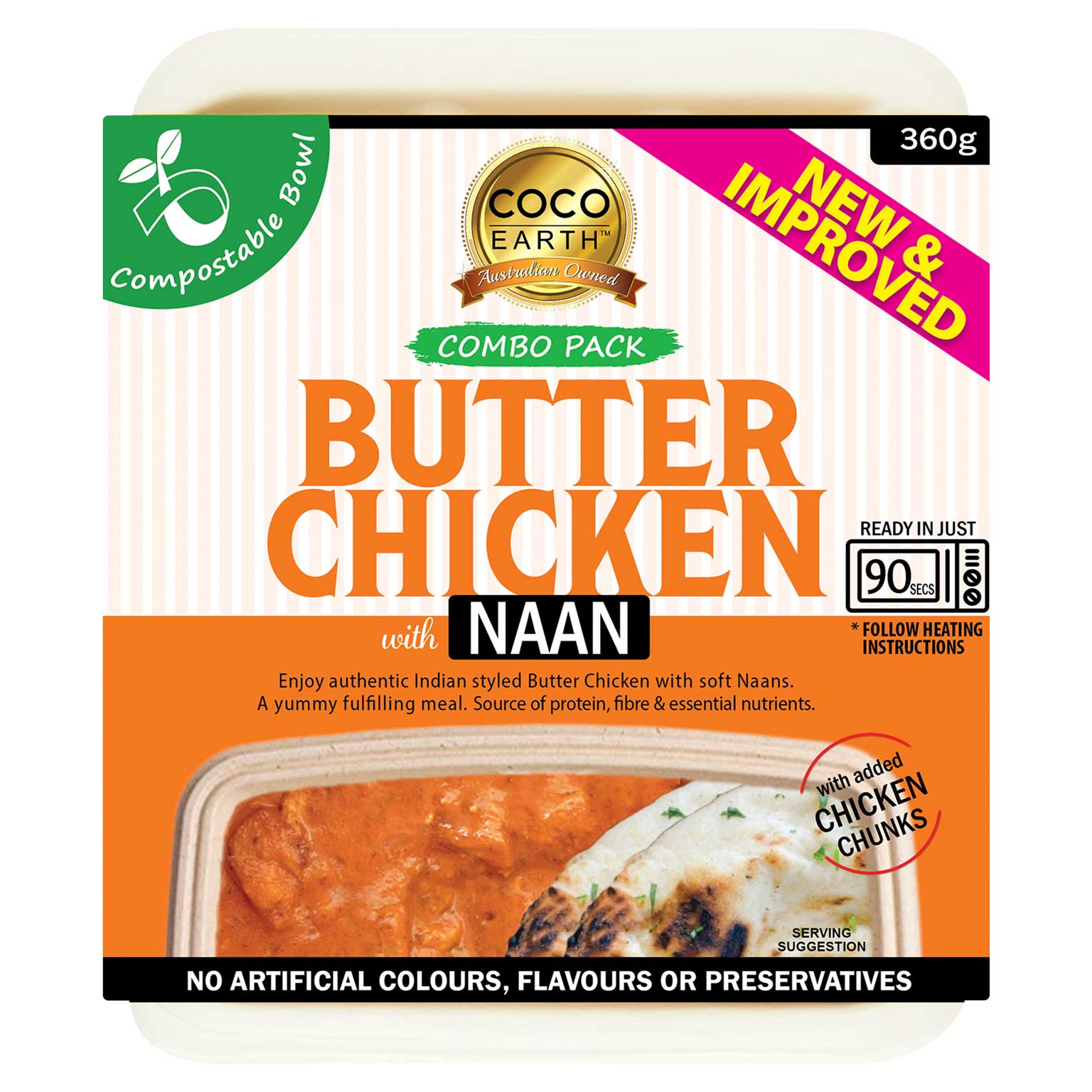 Butter Chicken with Naan 360g (Compostable Bowl)