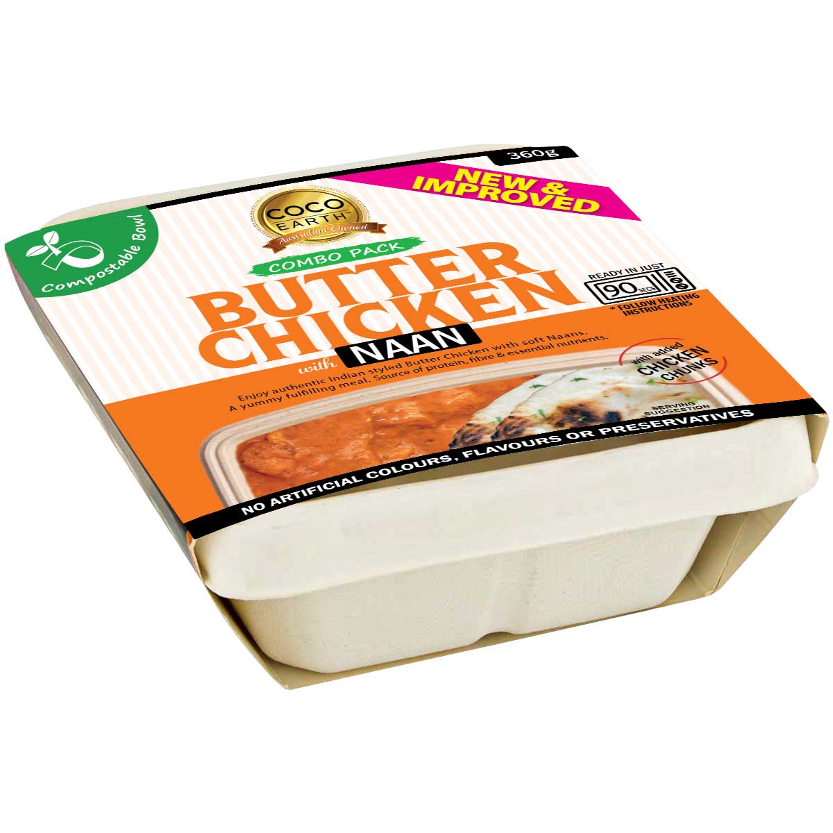 Butter Chicken with Naan 360g (Compostable Bowl)