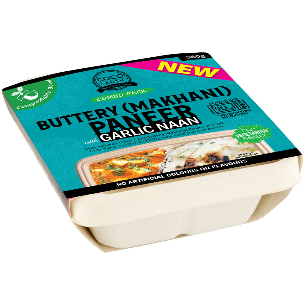 Buttery (Makhani) Paneer with Garlic Naan 360g (Compostable Bowl)
