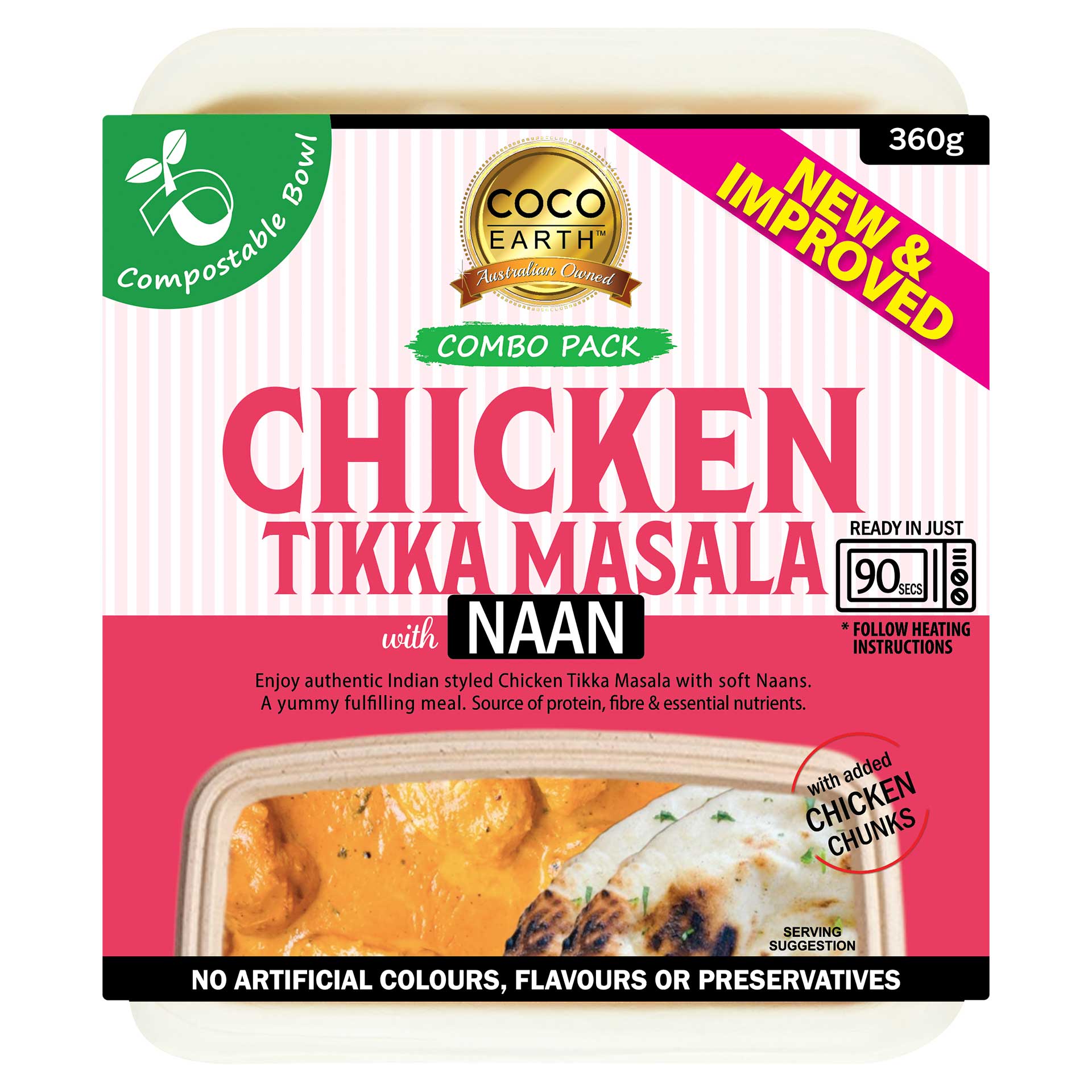 Chicken Tikka with Naan 360g (Compostable Bowl)
