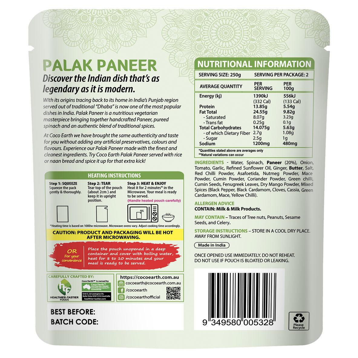 Palak Paneer Curry 500g