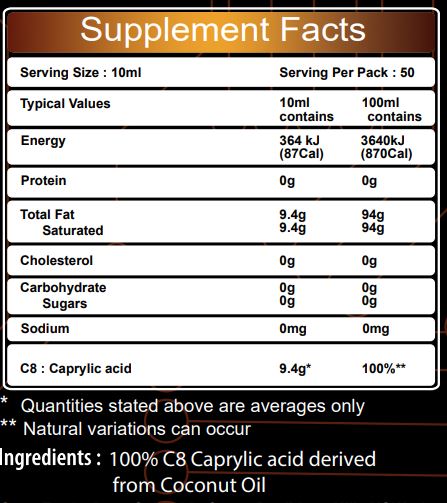 500mL Neuro Octane Oil® – Pure C8 Caprylic MCT Oil (NOOTROPIC)