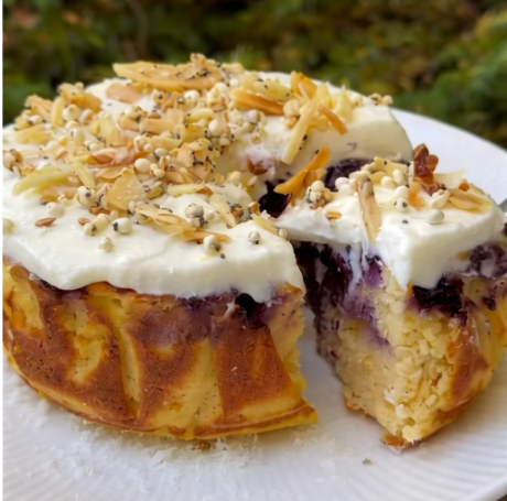 Lemon Blueberry Protein Cake