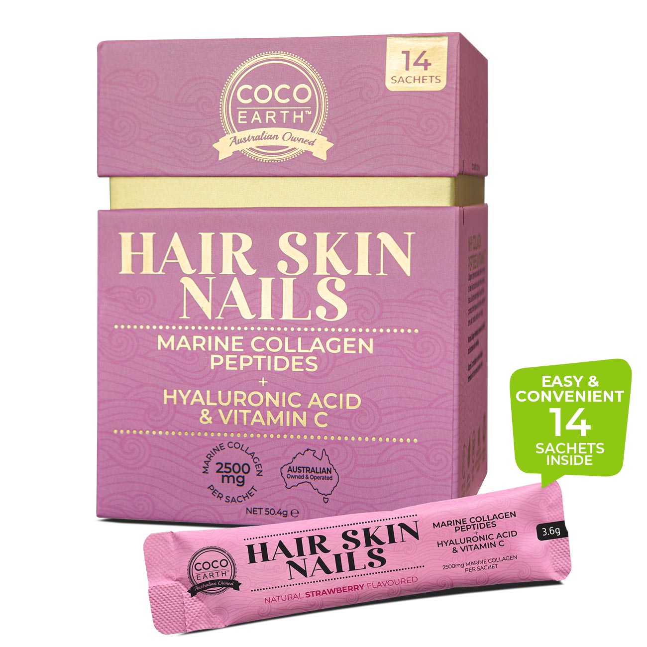 Coco Earth M/Collagen + Hair Skin Nails 3.6g x 14 Sachets