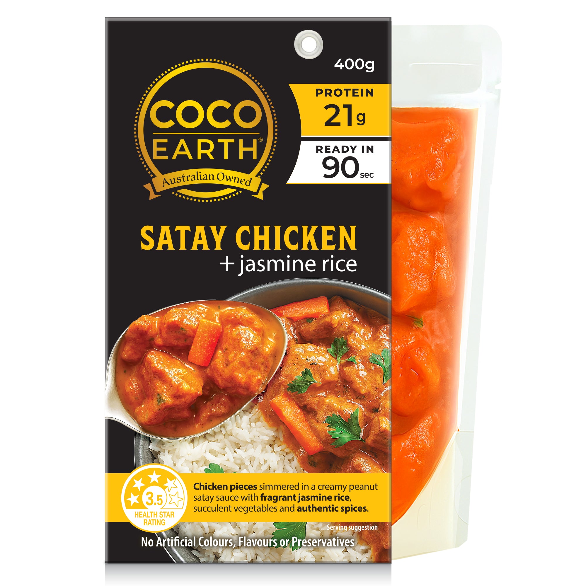 Satay Chicken with Jasmine Rice 400g | Ready to Eat Meal