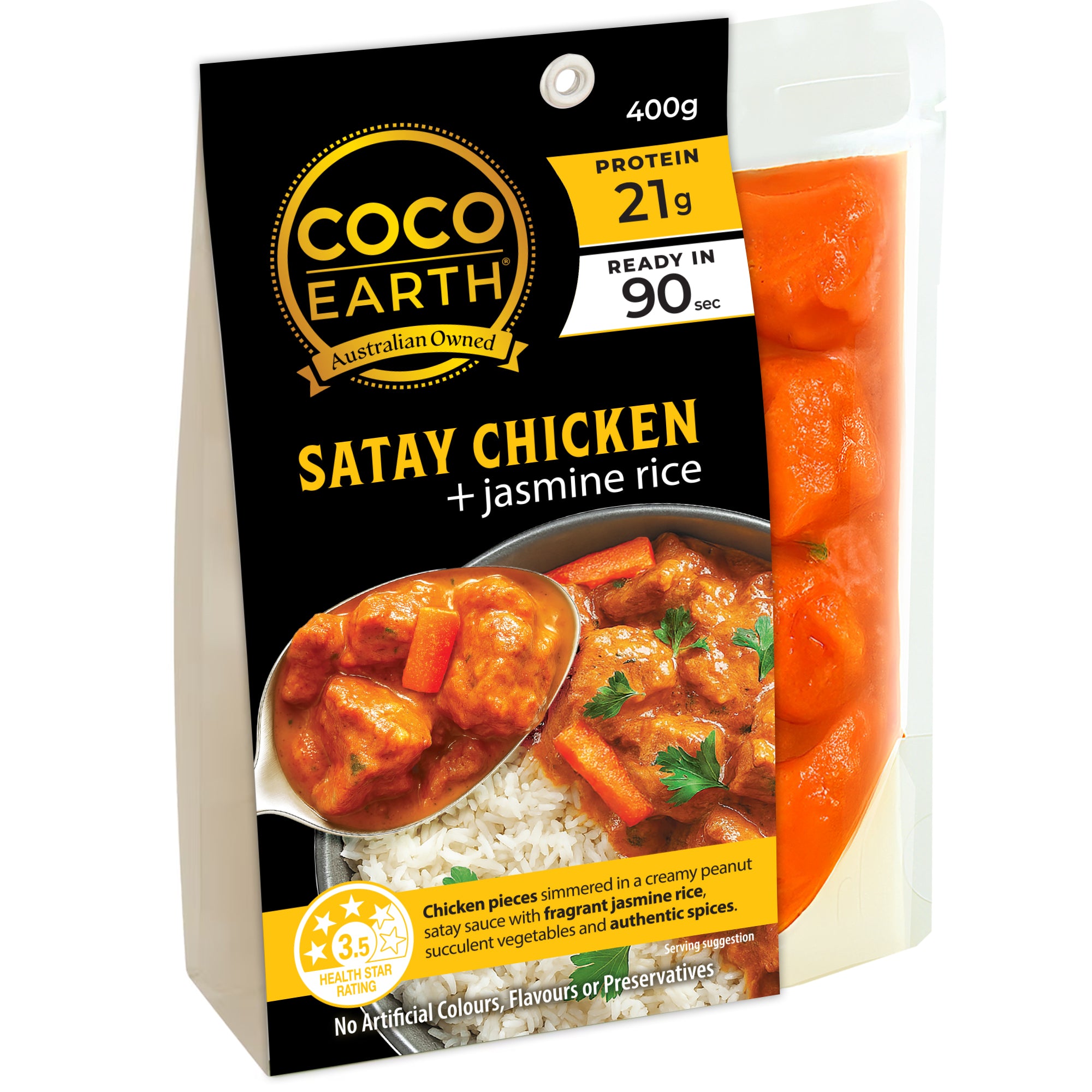 Satay Chicken with Jasmine Rice 400g | Ready to Eat Meal