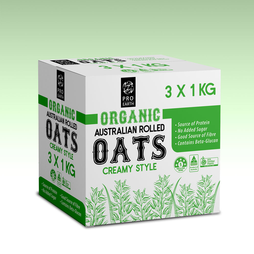 Pack of 3 x 1kg Pro-Earth Organic Australian Rolled Oats