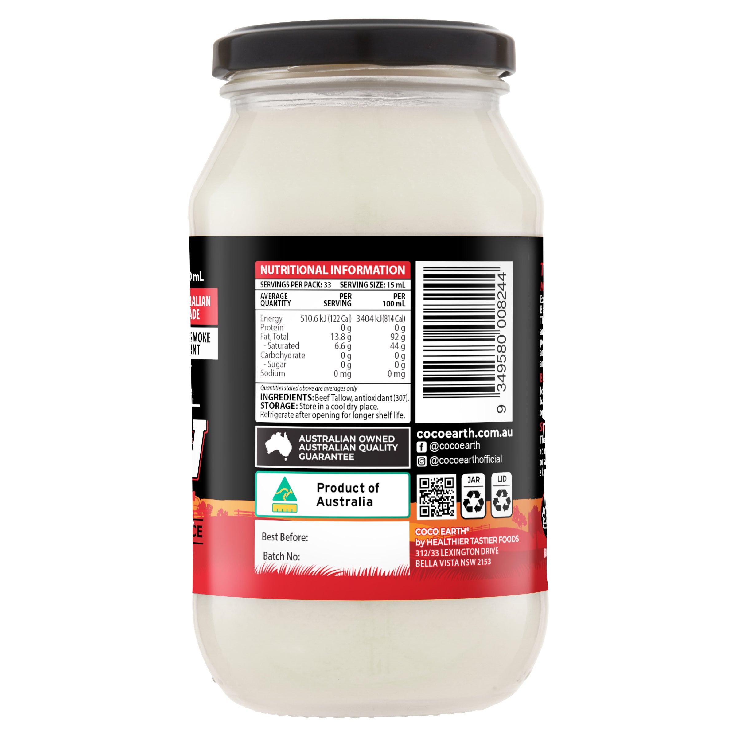 Coco Earth Australian Beef Tallow 500ml