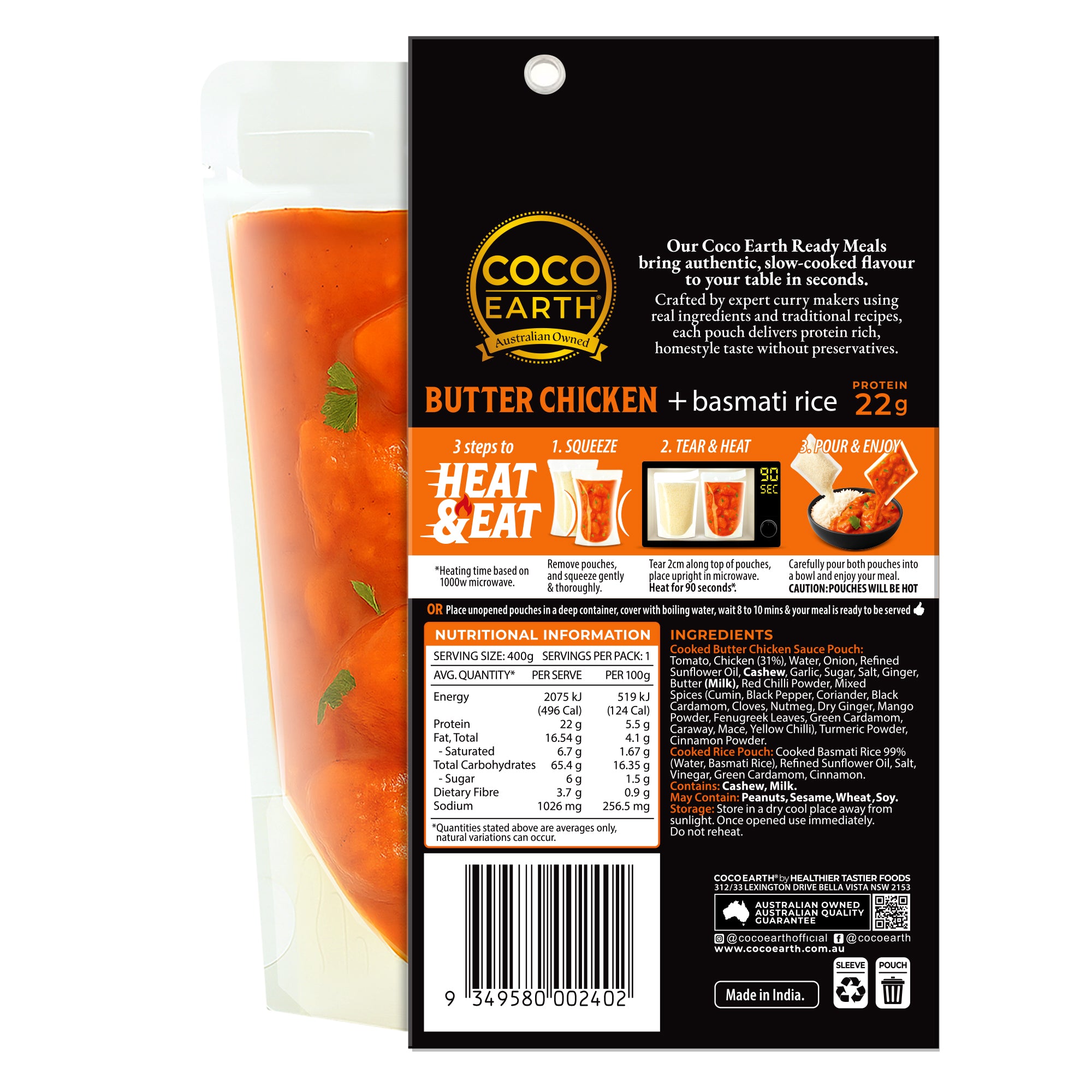 Butter Chicken with Basmati Rice | Ready to Eat 400g Meal