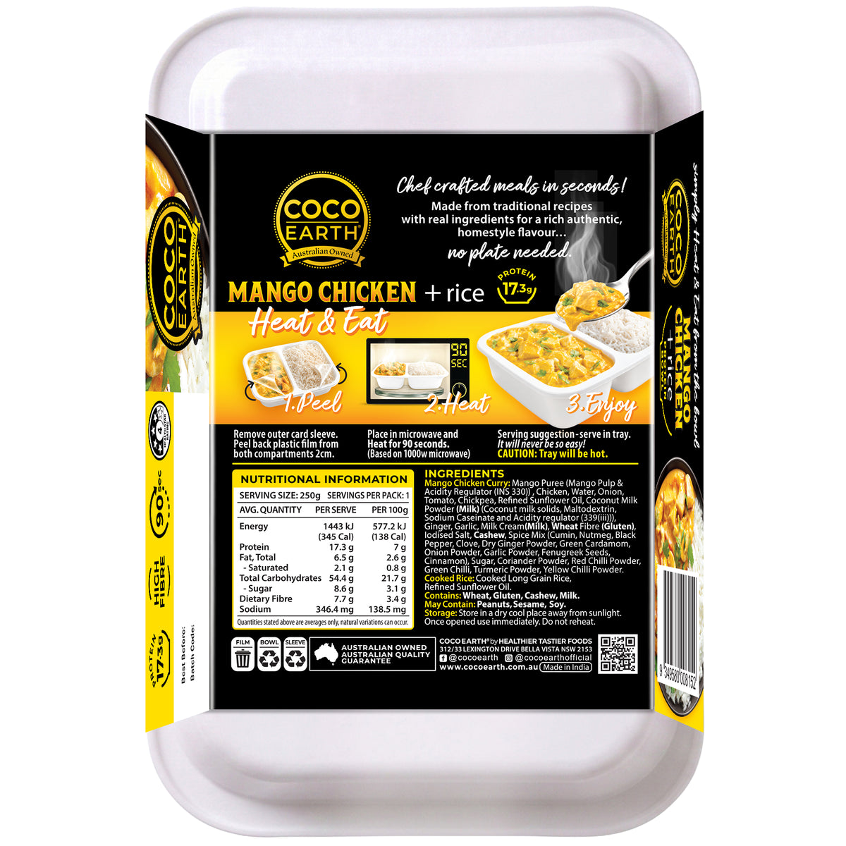 Coco Earth Mango Chicken & Rice 250g | Ready to Eat Meal