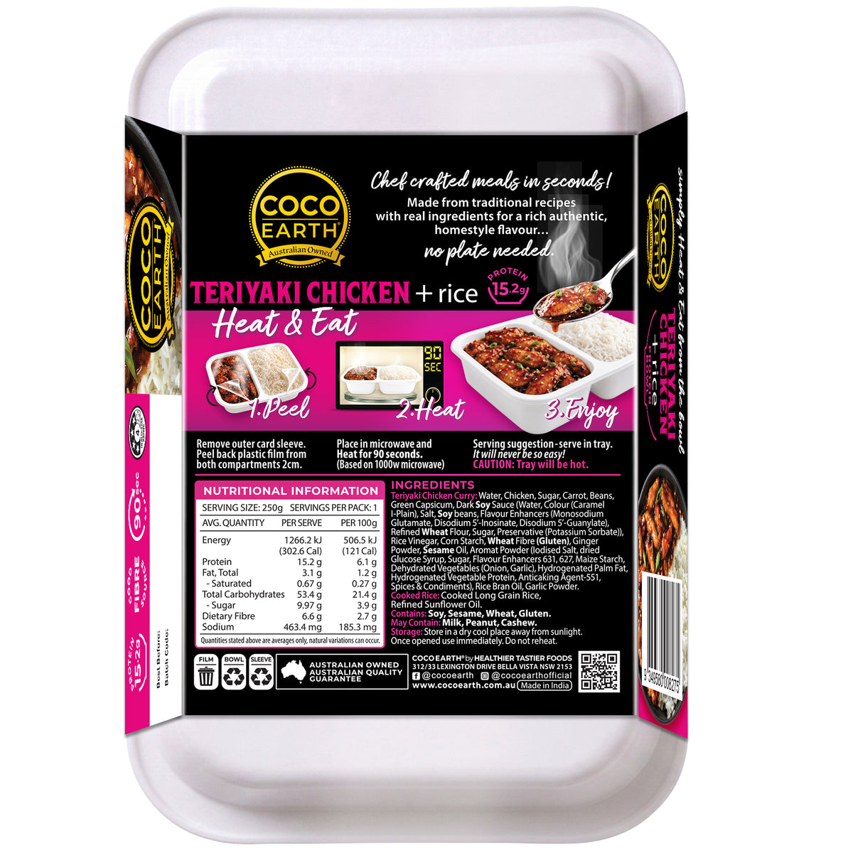 Coco Earth Chicken Teriyaki & Rice 250g | Ready to Eat Meal