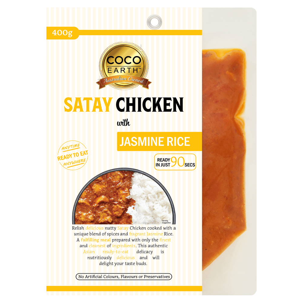 Satay Chicken with Jasmine Rice 400g | Ready to Eat Meal