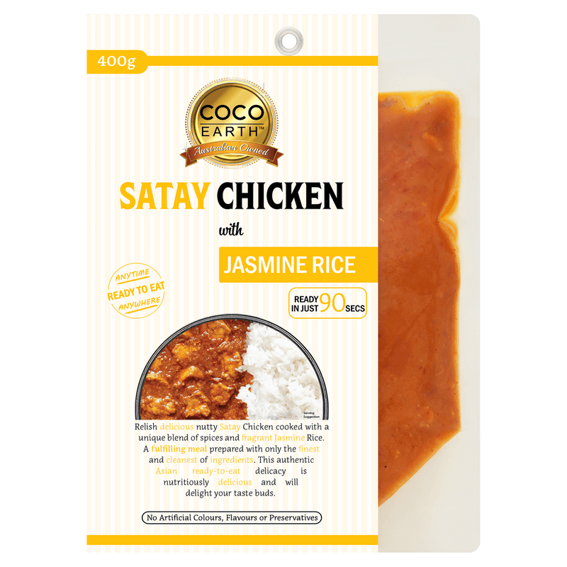 Satay Chicken with Jasmine Rice 400g Ready to Eat Meal