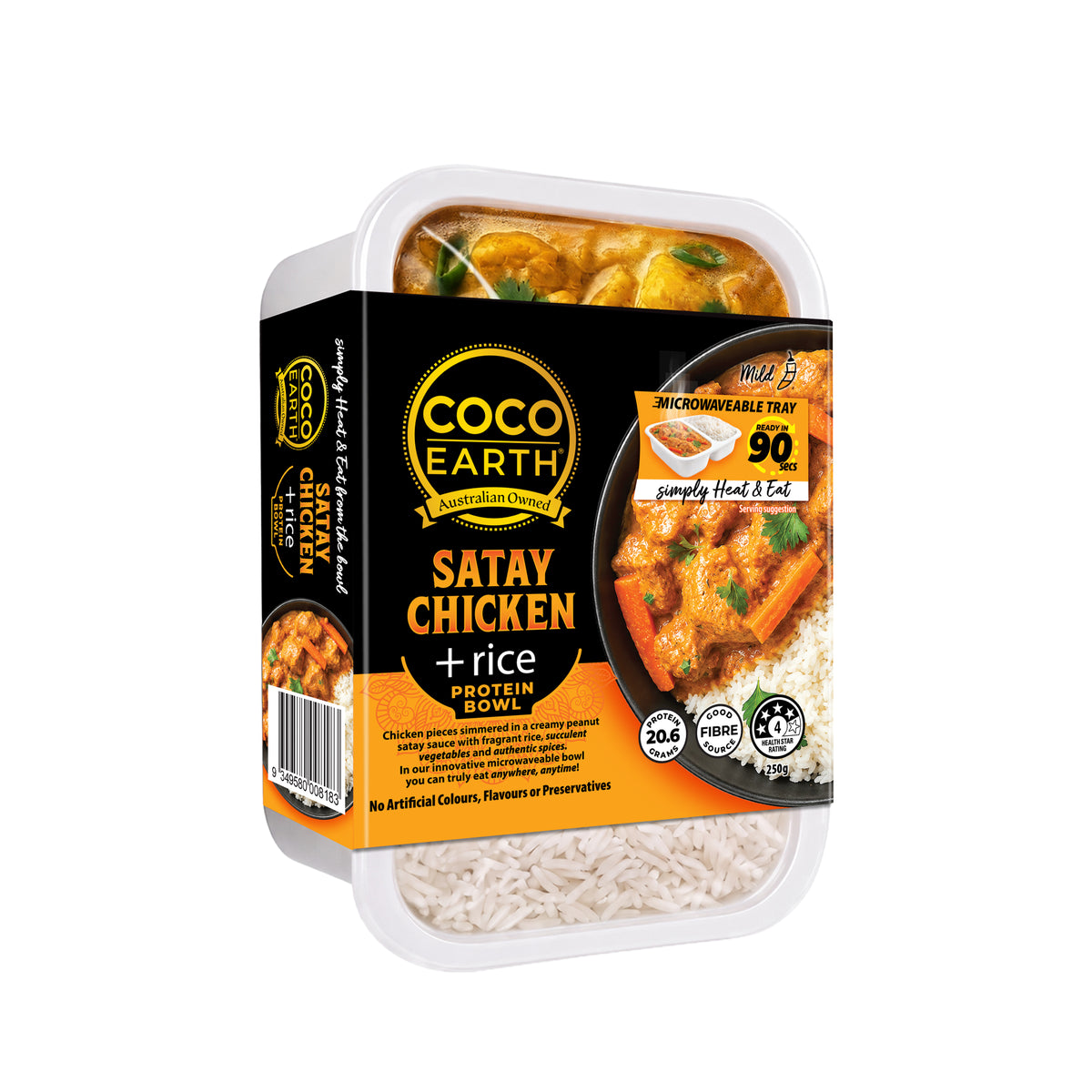 Coco Earth Satay Chicken & Rice 250g | Ready to Eat Meal