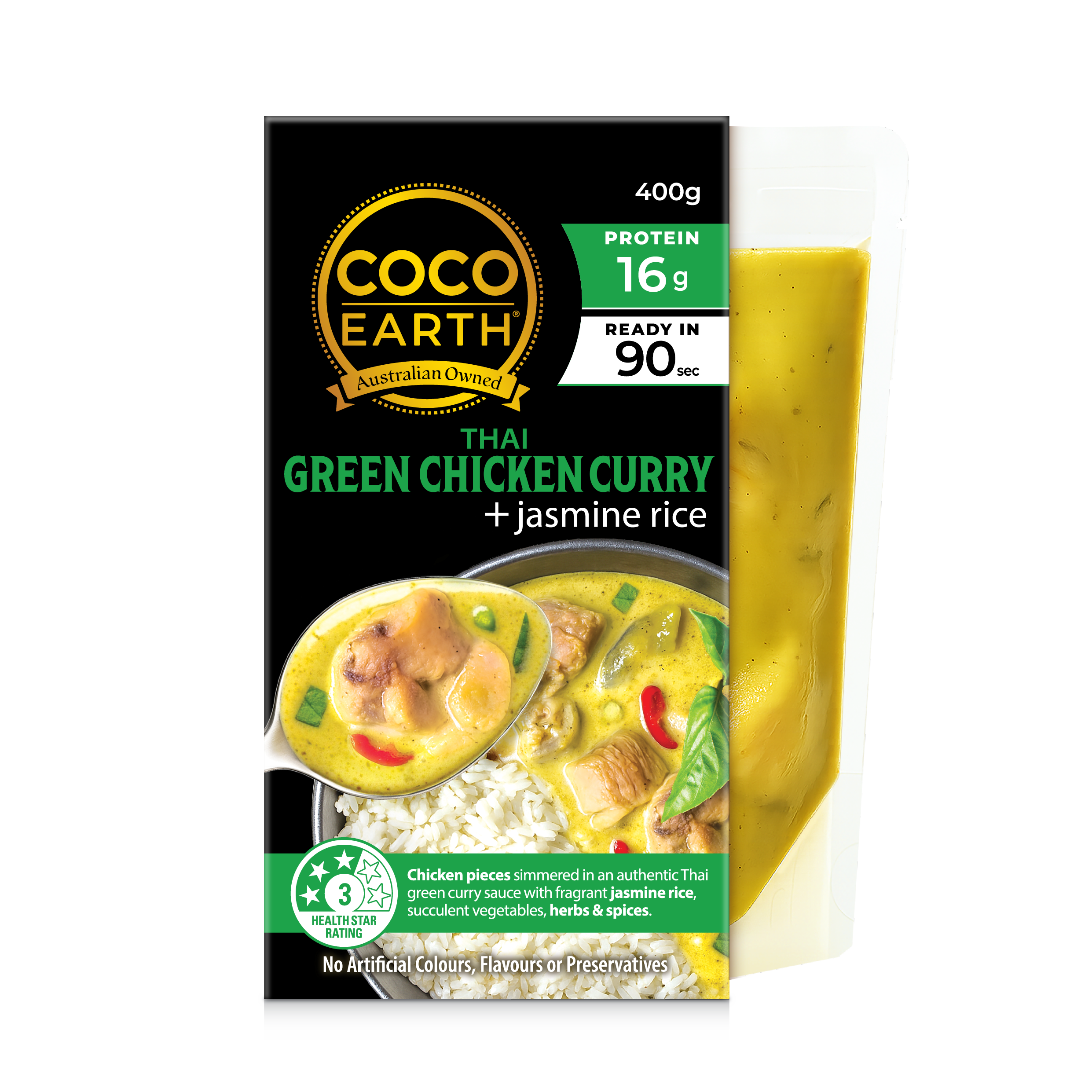 Green Curry Chicken with Jasmine Rice 400g | Gluten free Meal