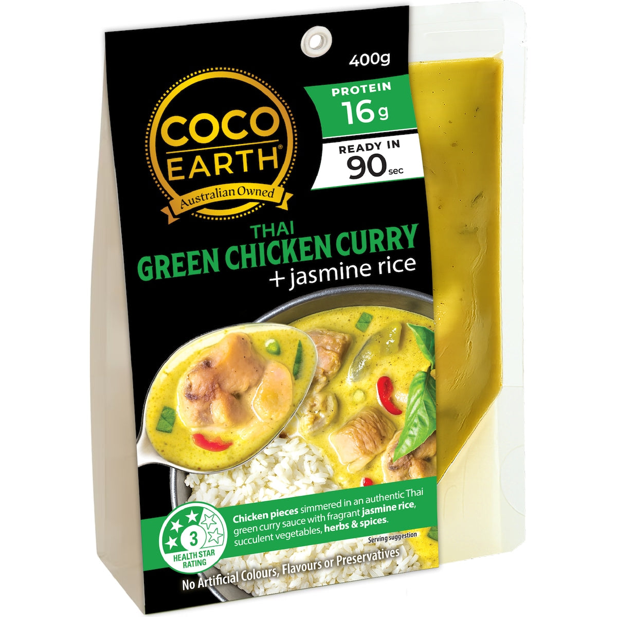 Green Curry Chicken with Jasmine Rice 400g | Gluten free Meal